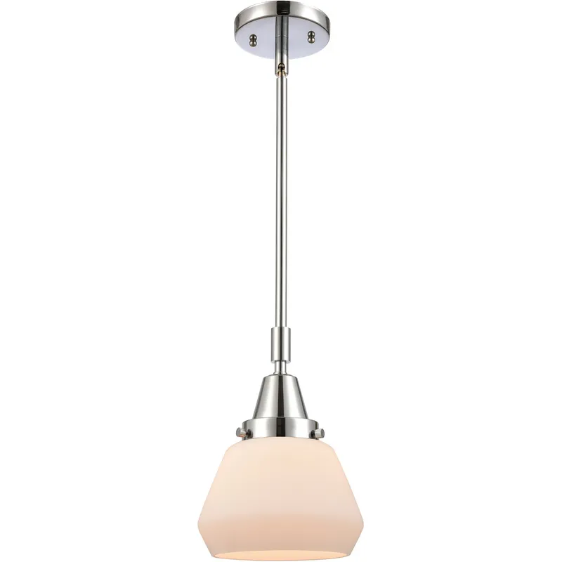 Franklin Restoration Fulton LED 7 inch Polished Chrome Mini Pendant Ceiling Light in Matte White Glass