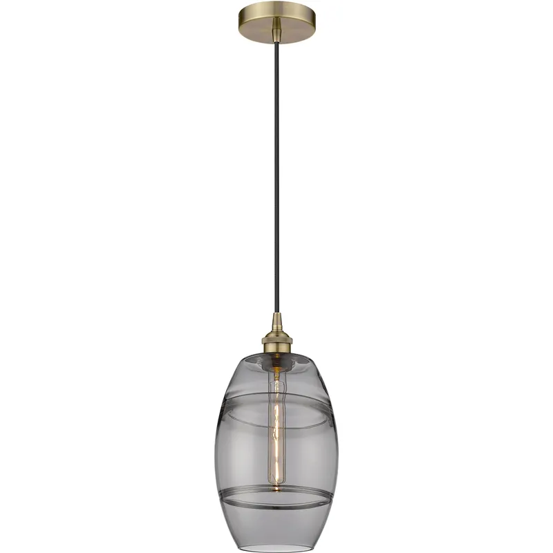 Edison Vaz 1 Light 8 inch Antique Brass Cord Hung Mini Pendant Ceiling Light