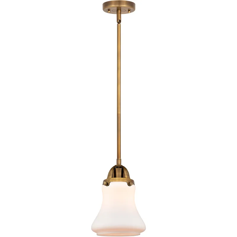 Nouveau 2 Bellmont 1 Light 6 inch Brushed Brass Mini Pendant Ceiling Light in Matte White Glass