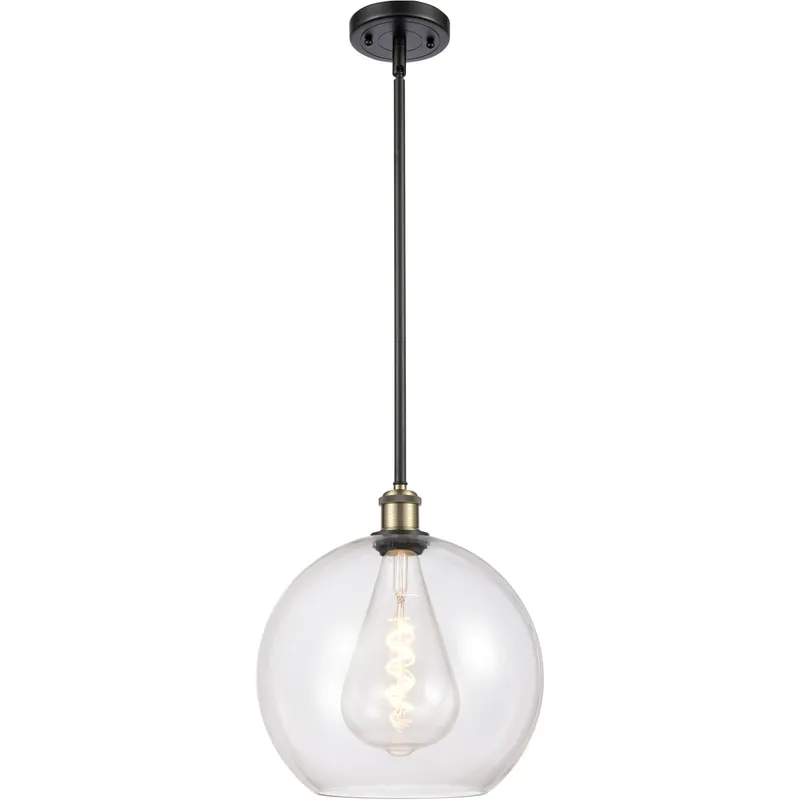 Ballston Athens 1 Light 11.75 inch Black Antique Brass Mini Pendant Ceiling Light in Clear Glass