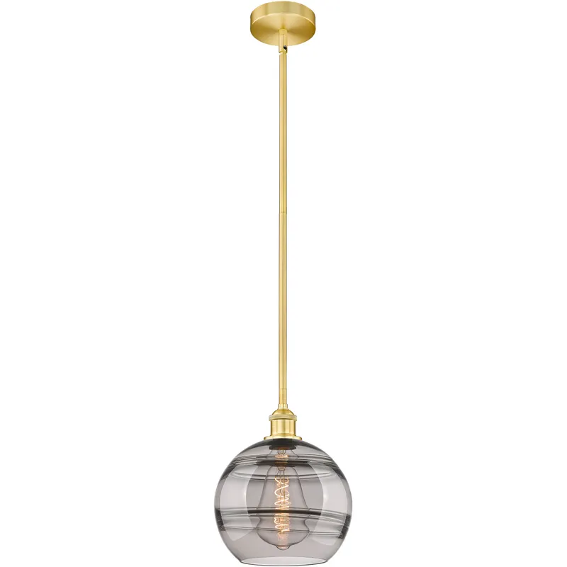 Edison Rochester 1 Light 10 inch Satin Gold Stem Hung Mini Pendant Ceiling Light