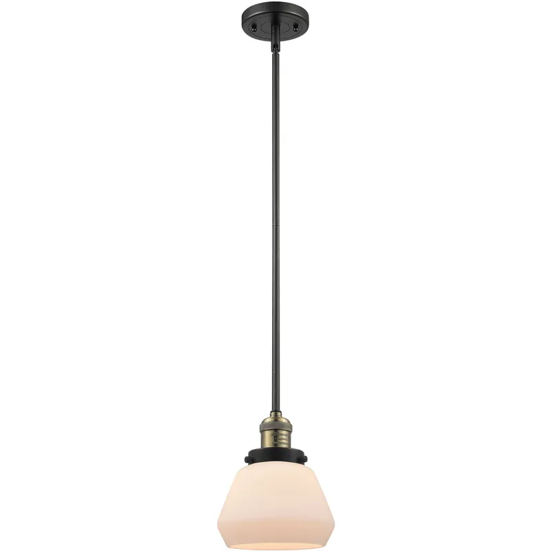 Franklin Restoration Fulton LED 7 inch Black Antique Brass Mini Pendant Ceiling Light in Matte White, Franklin Restoration