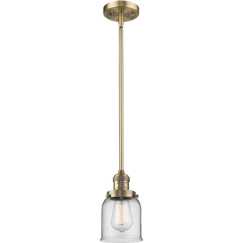Franklin Restoration Bell LED 5 inch Brushed Brass Mini Pendant Ceiling Light in Clear, Franklin Restoration
