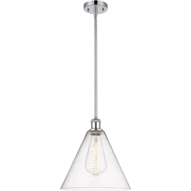 Ballston Cone 1 Light 12 inch Polished Chrome Mini Pendant Ceiling Light in Seedy Glass