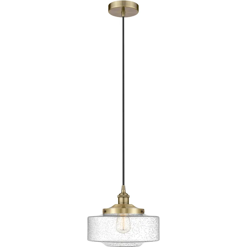 Bridgeton 1 Light 12 inch Antique Brass Mini Pendant Ceiling Light in Seedy Glass
