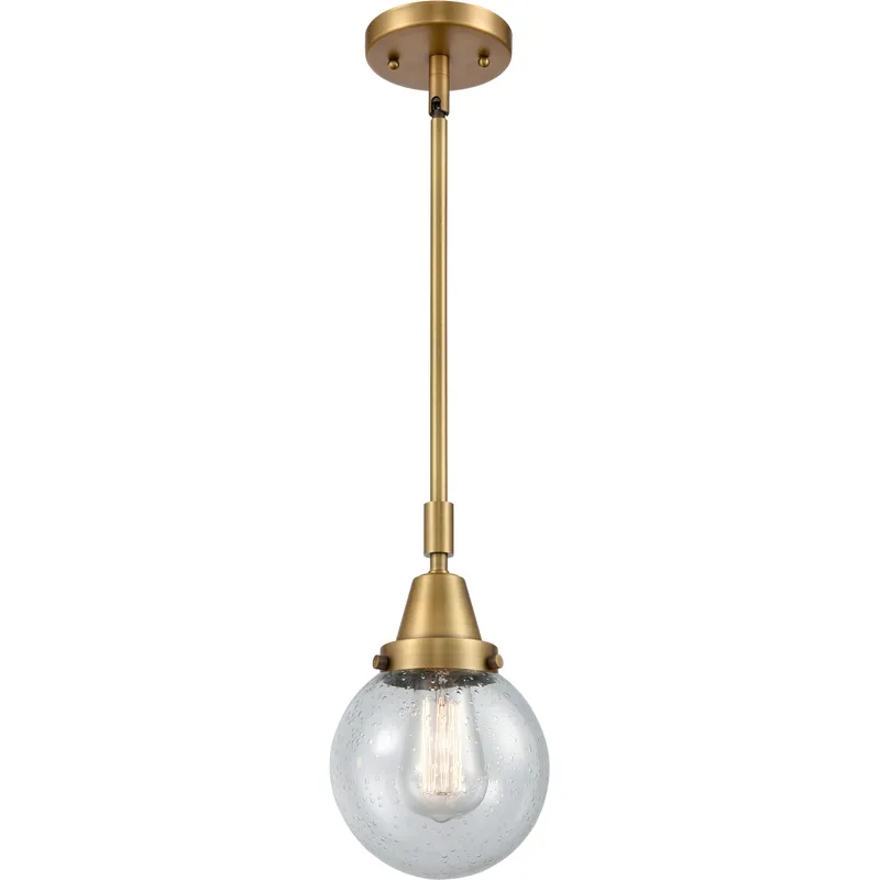 Beacon 1 Light 6 inch Brushed Brass Mini Pendant Ceiling Light in Seedy Glass