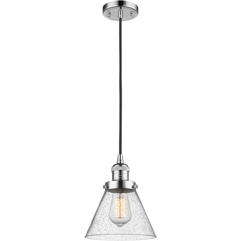 Franklin Restoration Cone 1 Light 8 inch Polished Chrome Mini Pendant Ceiling Light in Incandescent, Seedy, Franklin Restoration