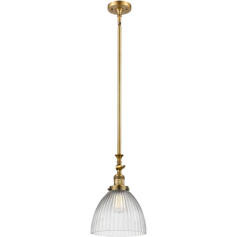 Franklin Restoration Seneca Falls 1 Light 9.5 inch Brushed Brass Mini Pendant Ceiling Light in Incandescent, Franklin Restoration