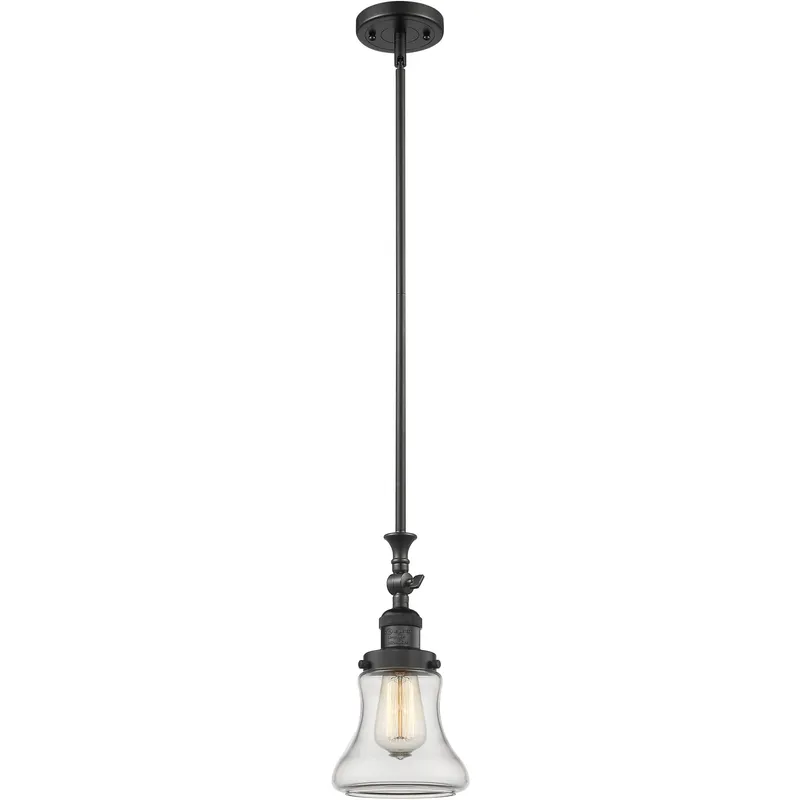 Franklin Restoration Bellmont 1 Light 6.5 inch Matte Black Mini Pendant Ceiling Light in Incandescent, Clear, Franklin Restoration