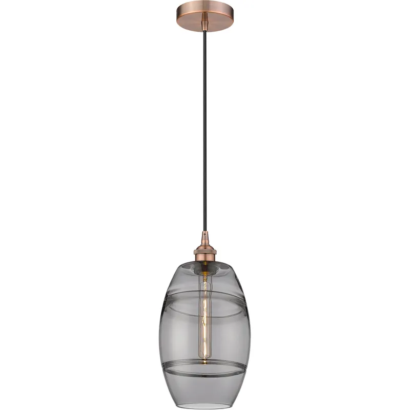 Edison Vaz 1 Light 8 inch Antique Copper Cord Hung Mini Pendant Ceiling Light