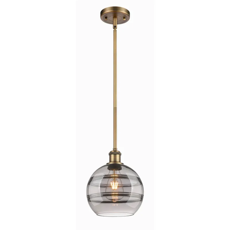 Ballston Rochester 1 Light 8 inch Brushed Brass Stem Hung Mini Pendant Ceiling Light