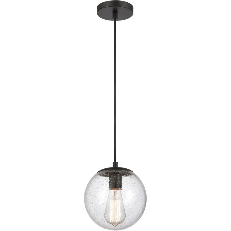 Tolland 1 Light 8 inch Matte Black Mini Pendant Ceiling Light in Seedy Glass