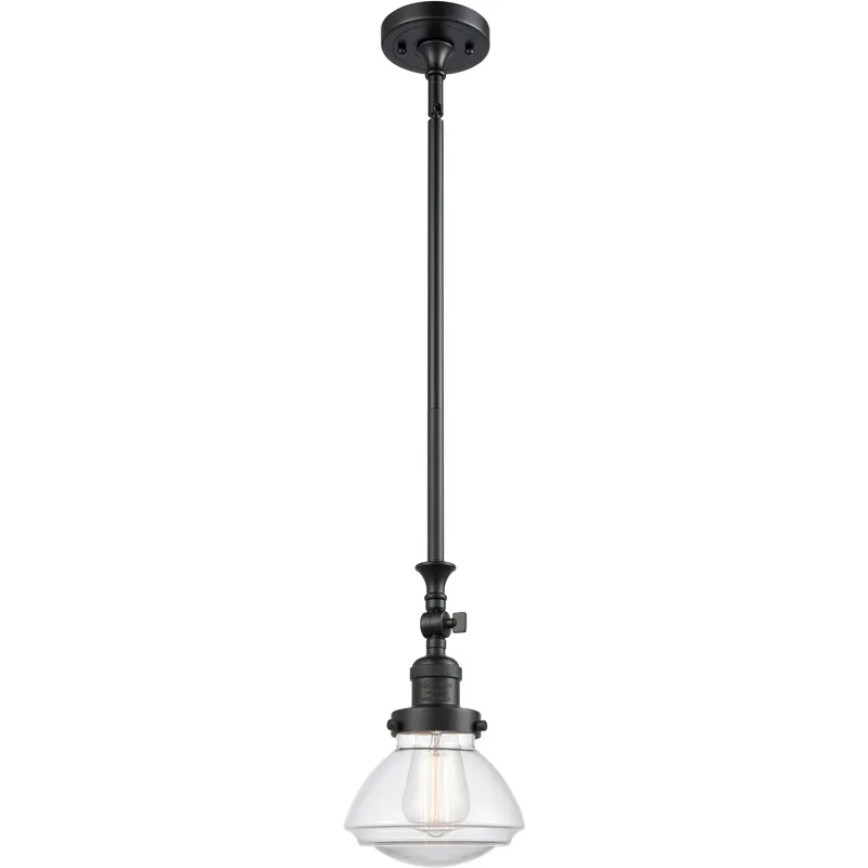 Franklin Restoration Olean 1 Light 6.75 inch Matte Black Mini Pendant Ceiling Light in Incandescent, Clear, Franklin Restoration