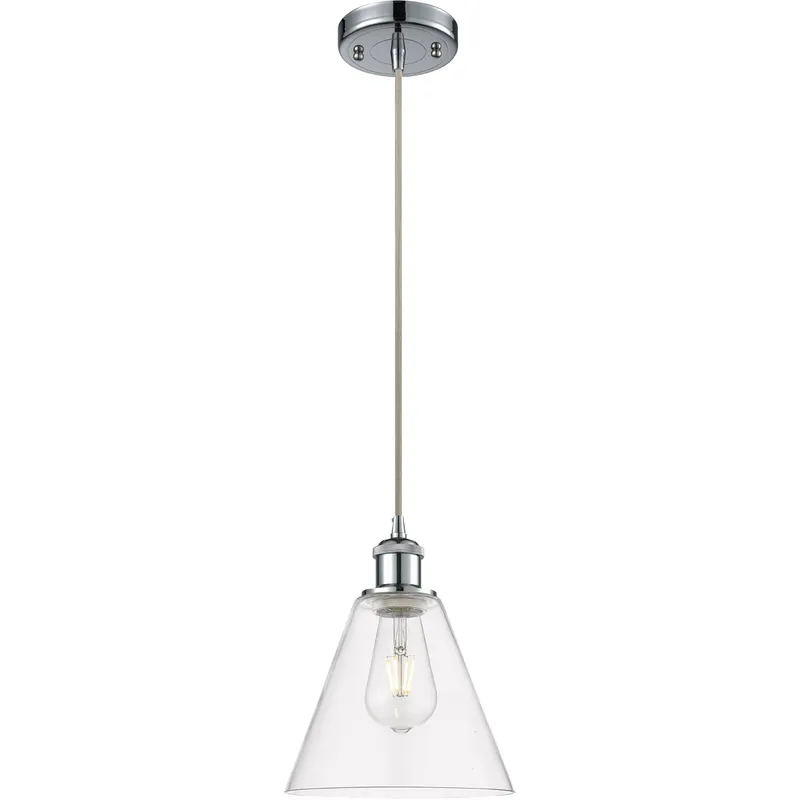 Ballston Cone 1 Light 8 inch Polished Chrome Mini Pendant Ceiling Light in Clear Glass