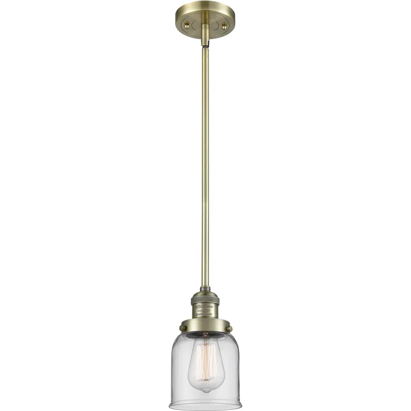 Franklin Restoration Bell 1 Light 5 inch Antique Brass Mini Pendant Ceiling Light in Incandescent, Clear, Franklin Restoration