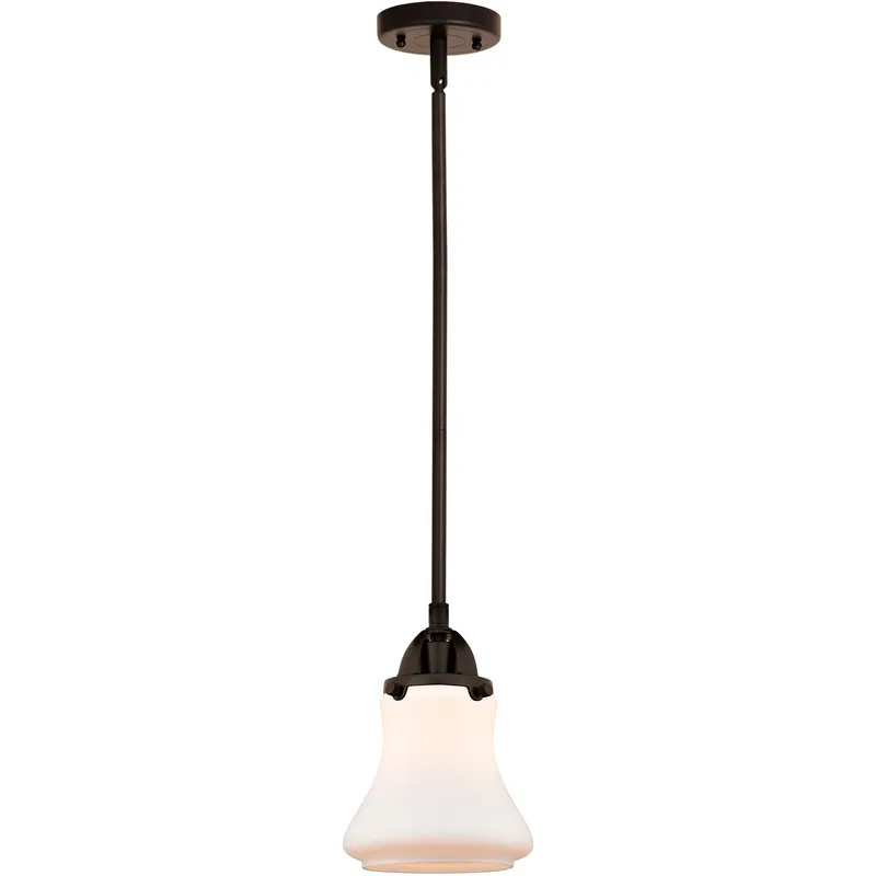 Nouveau 2 Bellmont 1 Light 6 inch Oil Rubbed Bronze Mini Pendant Ceiling Light in Matte White Glass
