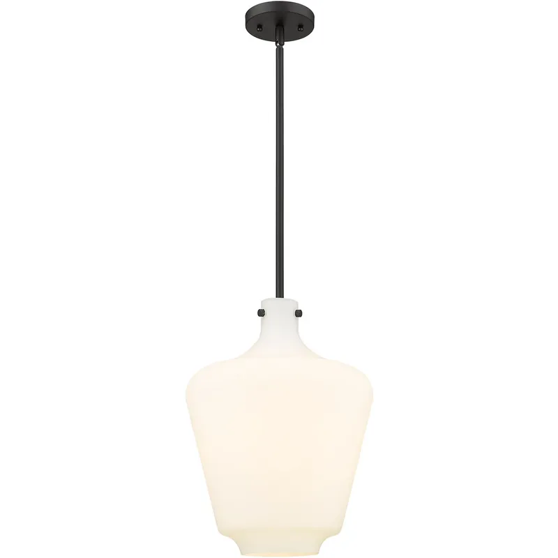Lowell 1 Light 12 inch Matte Black Mini Pendant Ceiling Light in Matte White Glass