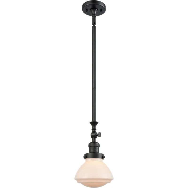 Franklin Restoration Olean 1 Light 6.75 inch Matte Black Mini Pendant Ceiling Light in Incandescent, Matte White, Franklin Restoration
