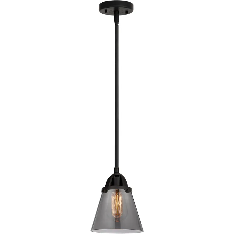 Nouveau 2 Cone LED 6.25 inch Matte Black Mini Pendant Ceiling Light in Light Smoke Glass