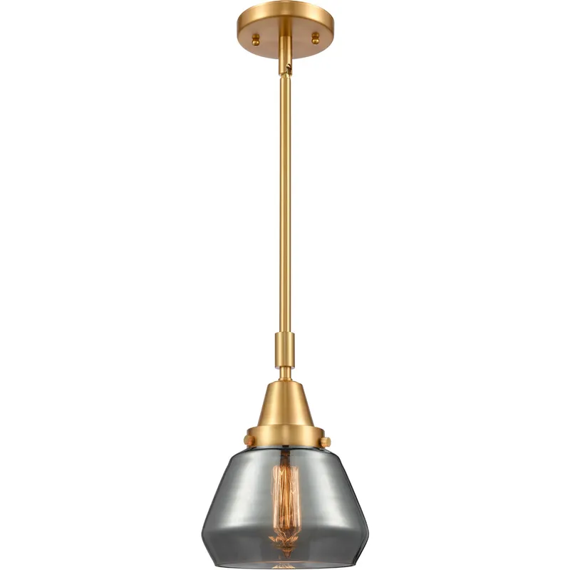 Franklin Restoration Fulton LED 7 inch Satin Gold Mini Pendant Ceiling Light in Plated Smoke Glass