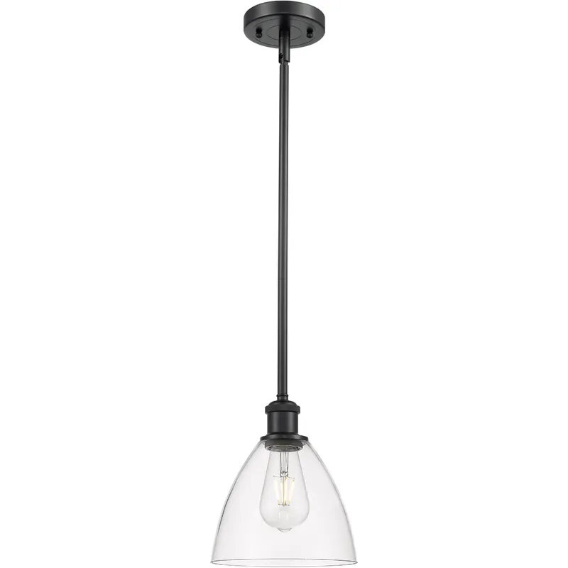 Ballston Dome LED 7.5 inch Matte Black Mini Pendant Ceiling Light in Clear Glass