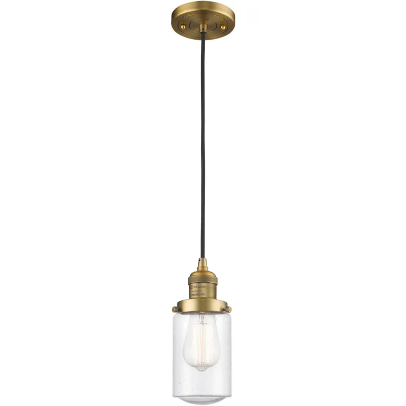 Franklin Restoration Dover LED 5 inch Brushed Brass Mini Pendant Ceiling Light in Seedy Glass, Franklin Restoration