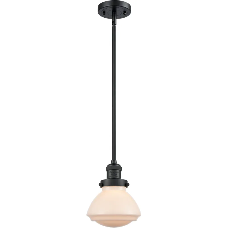 Franklin Restoration Olean 1 Light 6.75 inch Matte Black Mini Pendant Ceiling Light in Incandescent, Matte White, Franklin Restoration