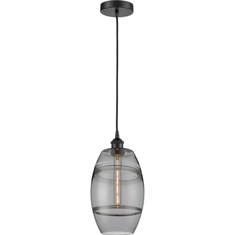 Edison Vaz 1 Light 8 inch Matte Black Cord Hung Mini Pendant Ceiling Light