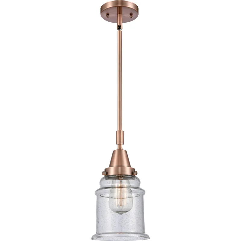 Franklin Restoration Canton LED 6.5 inch Antique Copper Mini Pendant Ceiling Light in Seedy Glass