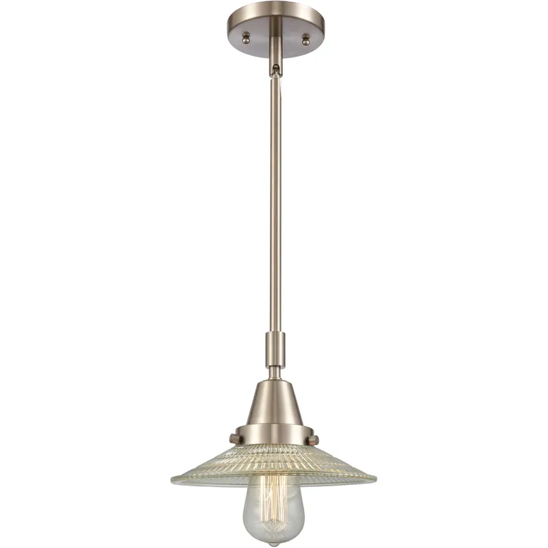 Franklin Restoration Halophane LED 8.5 inch Brushed Satin Nickel Mini Pendant Ceiling Light in Clear Halophane Glass