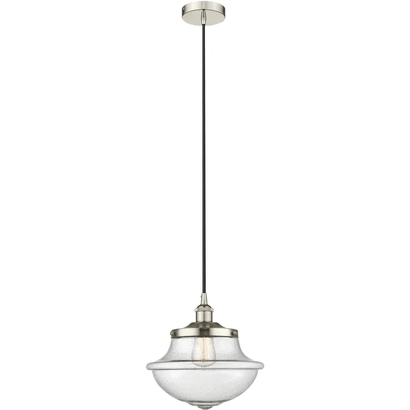 Oxford 1 Light 11.75 inch Polished Nickel Mini Pendant Ceiling Light in Seedy Glass