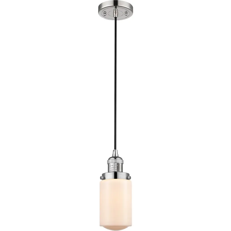 Franklin Restoration Dover LED 5 inch Polished Nickel Mini Pendant Ceiling Light in Matte White Glass, Franklin Restoration