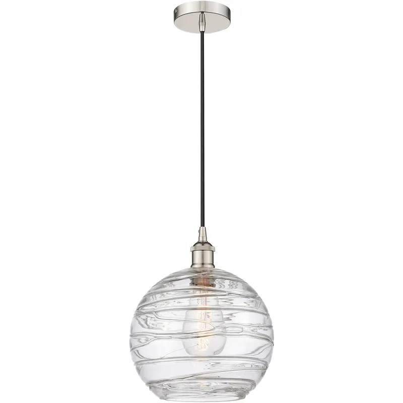 Edison Athens Deco Swirl LED 10 inch Polished Nickel Mini Pendant Ceiling Light
