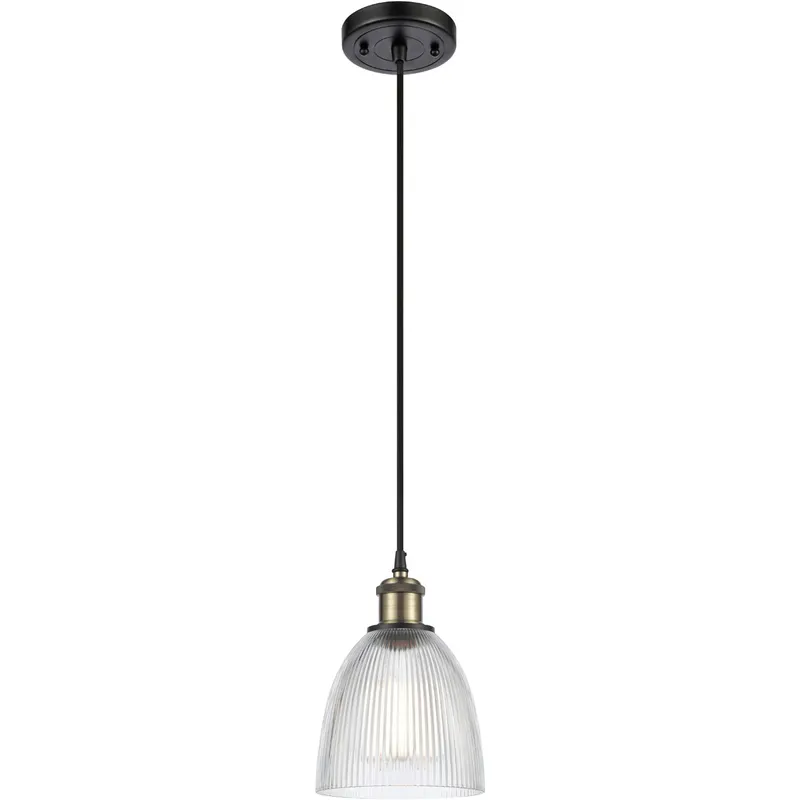 Ballston Castile 1 Light 6 inch Black Antique Brass Mini Pendant Ceiling Light in Clear Glass, Ballston