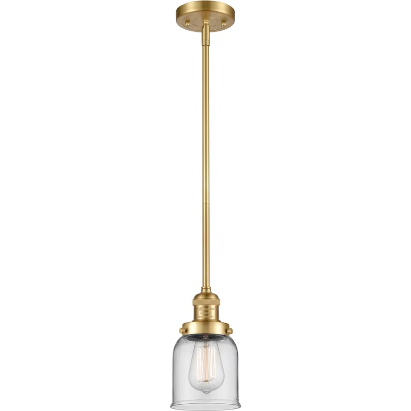 Franklin Restoration Bell 1 Light 5 inch Satin Gold Mini Pendant Ceiling Light in Incandescent, Clear, Franklin Restoration
