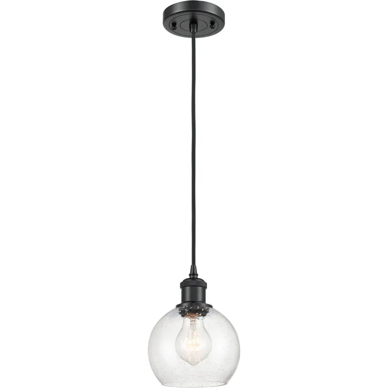Ballston Athens 1 Light 6 inch Matte Black Mini Pendant Ceiling Light in Seedy Glass
