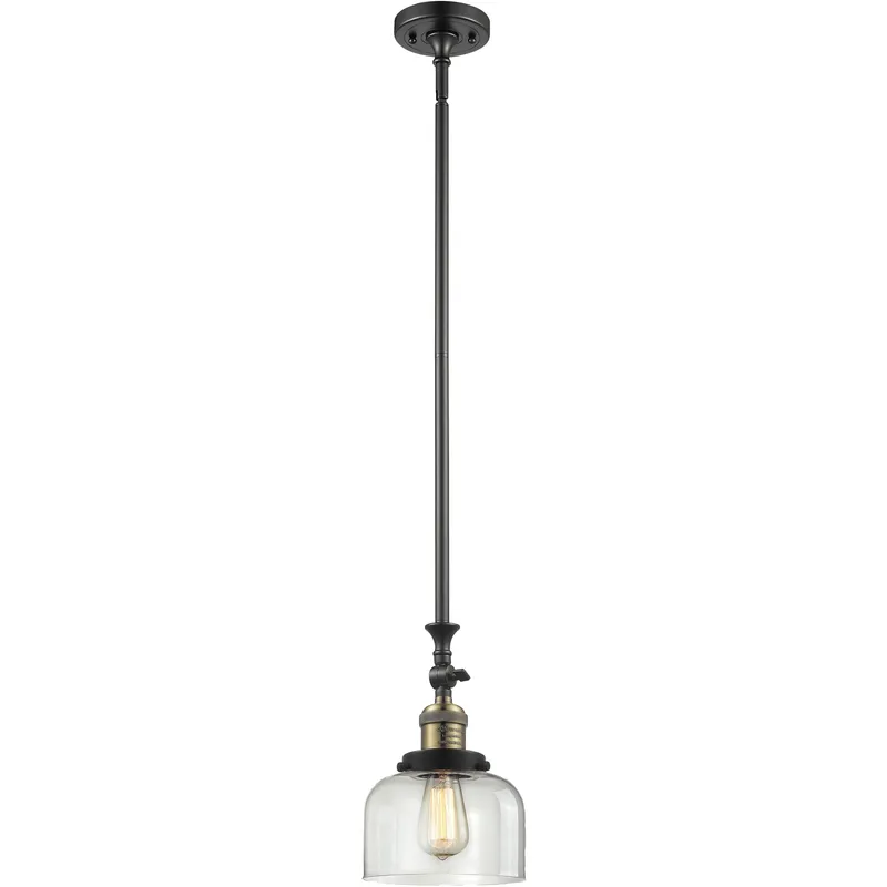 Franklin Restoration Bell 1 Light 8 inch Black Antique Brass Mini Pendant Ceiling Light in Incandescent, Clear, Franklin Restoration
