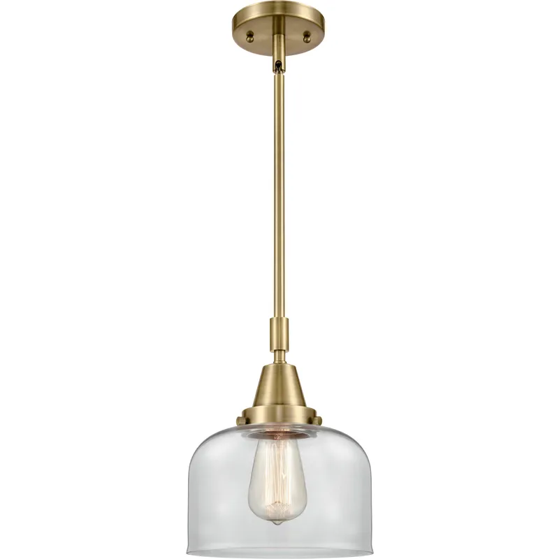 Franklin Restoration X-Large Bell LED 12 inch Antique Brass Mini Pendant Ceiling Light in Clear Glass