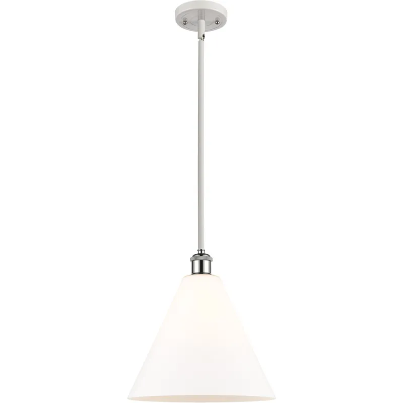 Ballston Cone 1 Light 12 inch White and Polished Chrome Mini Pendant Ceiling Light in Matte White Glass