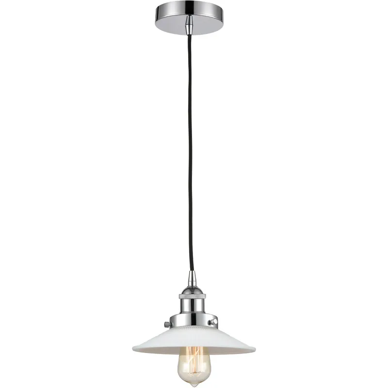 Edison Halophane LED 9 inch Polished Chrome Mini Pendant Ceiling Light