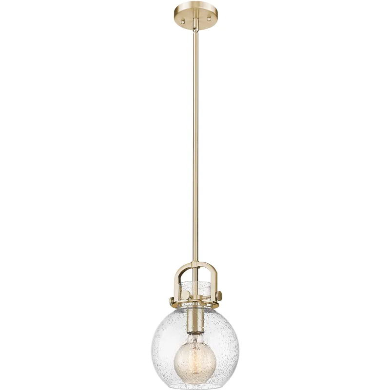 Newton Sphere 1 Light 8 inch Champagne Bronze Mini Pendant Ceiling Light in Seedy Glass