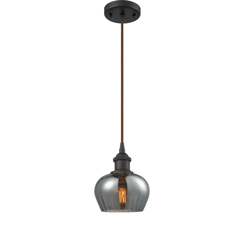Ballston Fenton 1 Light 7 inch Oil Rubbed Bronze Mini Pendant Ceiling Light in Plated Smoke Glass, Ballston