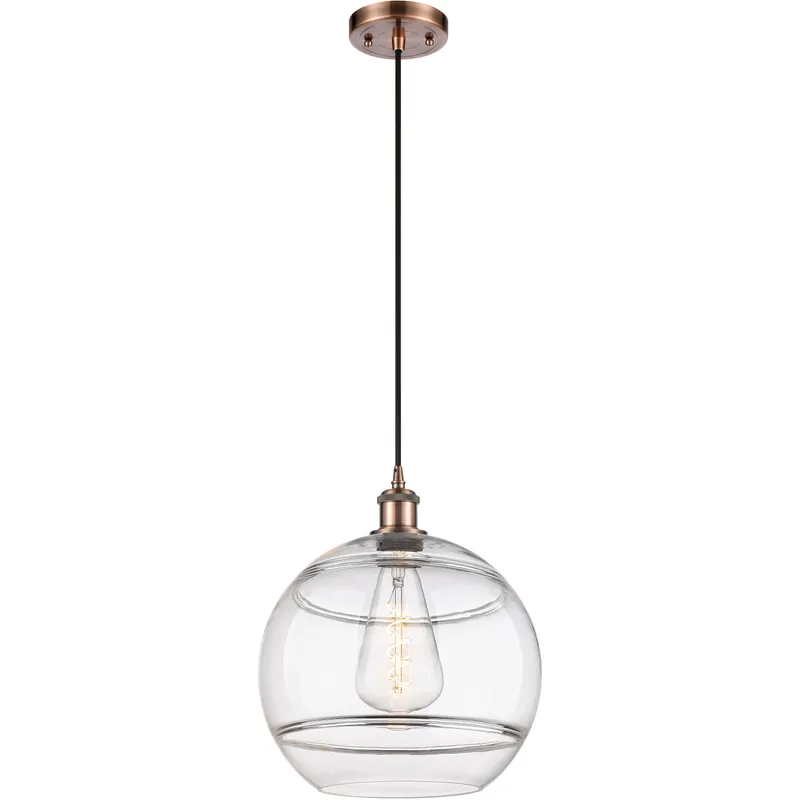 Ballston Rochester 1 Light 12 inch Antique Copper Cord Hung Mini Pendant Ceiling Light