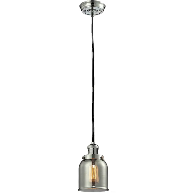 Franklin Restoration Bell 1 Light 5 inch Polished Nickel Mini Pendant Ceiling Light in Bulb Not Included, Light Smoke Glass, Franklin Restoration