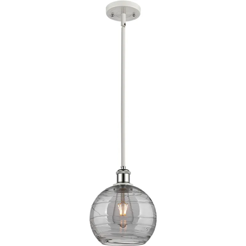 Ballston Athens Deco Swirl 1 Light 8 inch White Polished Chrome Stem Hung Mini Pendant Ceiling Light