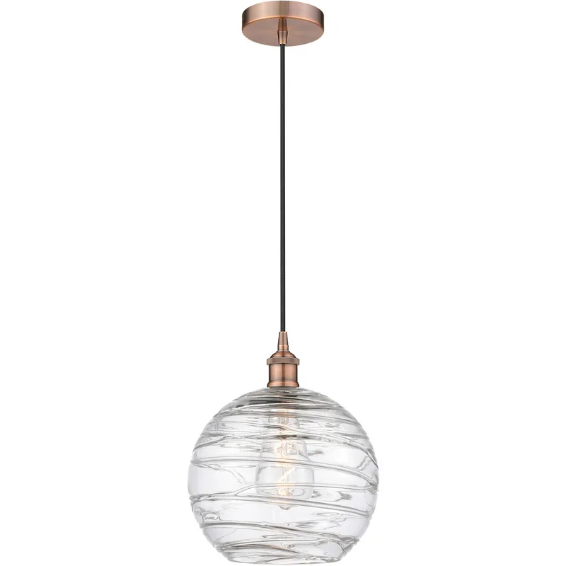 Edison Athens Deco Swirl LED 10 inch Antique Copper Mini Pendant Ceiling Light
