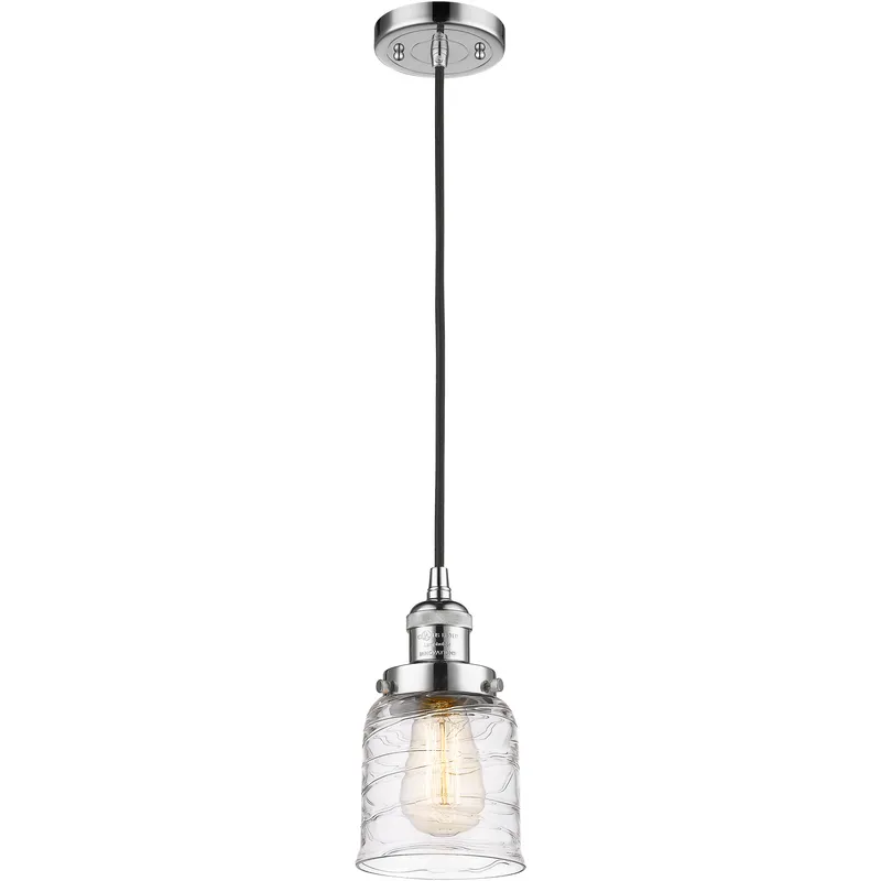 Franklin Restoration Bell 1 Light 5 inch Polished Chrome Mini Pendant Ceiling Light in Incandescent, Deco Swirl