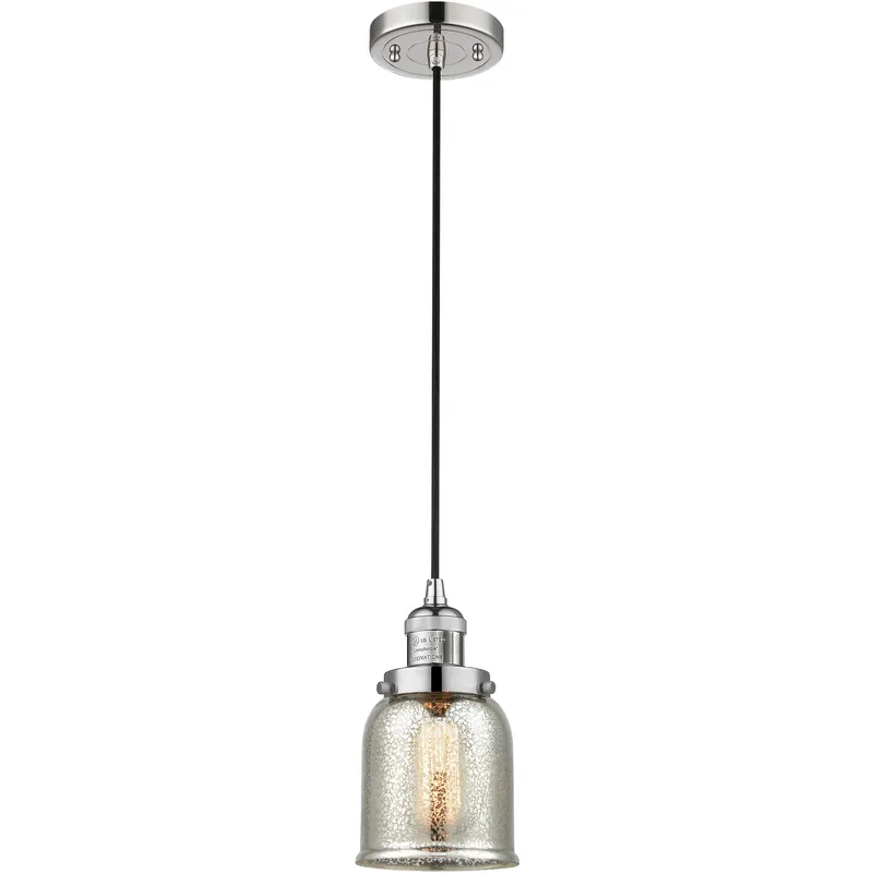 Franklin Restoration Bell LED 5 inch Polished Nickel Mini Pendant Ceiling Light in Silver Plated Mercury, Franklin Restoration