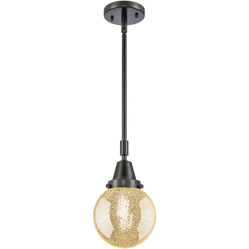Beacon 1 Light 6 inch Matte Black Mini Pendant Ceiling Light in Mercury Glass