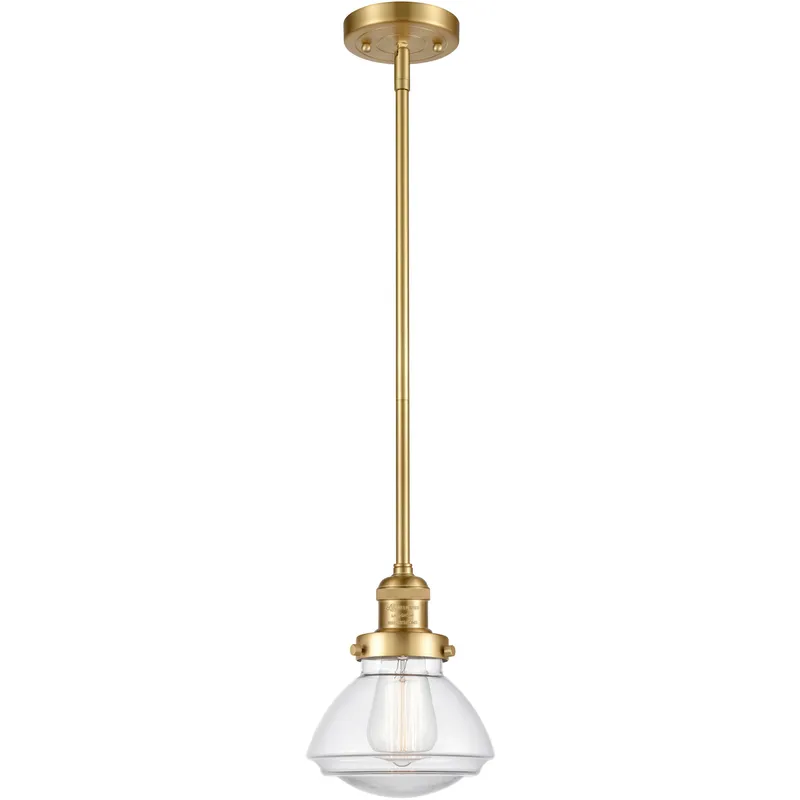 Franklin Restoration Olean LED 6.75 inch Satin Gold Mini Pendant Ceiling Light in Clear, Franklin Restoration